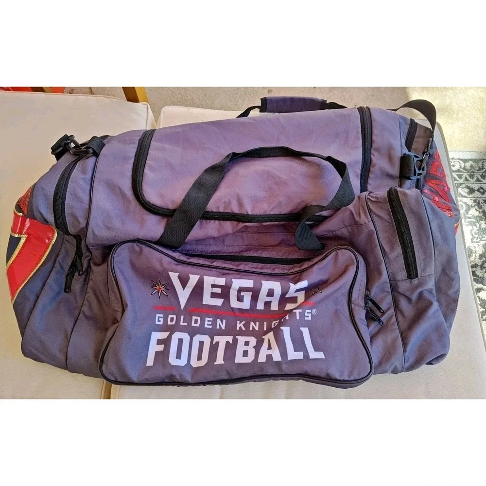 Vegas Golden Knights Football CCM Duffle Bag Gray Large Personalized Richard 20